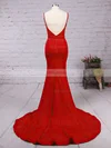 Trumpet/Mermaid Sweetheart Jersey Court Train Appliques Lace Prom Dresses #Milly020103733