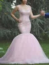 Trumpet/Mermaid Sweetheart Tulle Sweep Train Appliques Lace Prom Dresses #Milly020103735