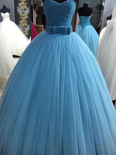 Ball Gown Tulle Floor-length Strapless Prom Dresses #Milly020103738