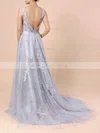 Ball Gown Scoop Neck Lace Tulle Sweep Train Appliques Lace Prom Dresses #Milly020103746