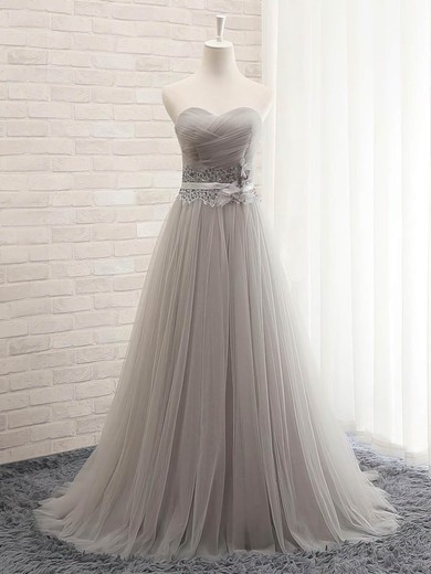 Princess Sweetheart Tulle Sweep Train Beading Prom Dresses #Milly020103765