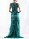 Sheath/Column Scoop Neck Tulle Sweep Train with Beading Prom Dresses #Milly020103791