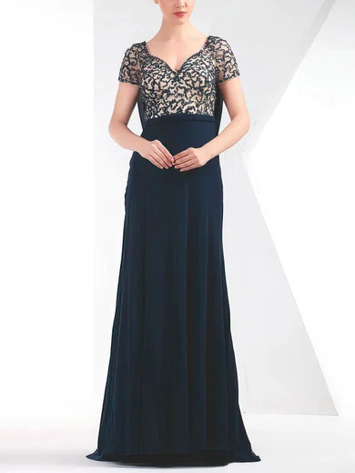 Sheath/Column V-neck Chiffon Tulle Sweep Train with Sequins Prom Dresses #Milly020103808