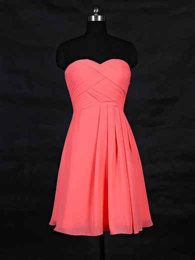 A-line Sweetheart Chiffon Short/Mini with Ruffles Bridesmaid Dresses #Milly01013117