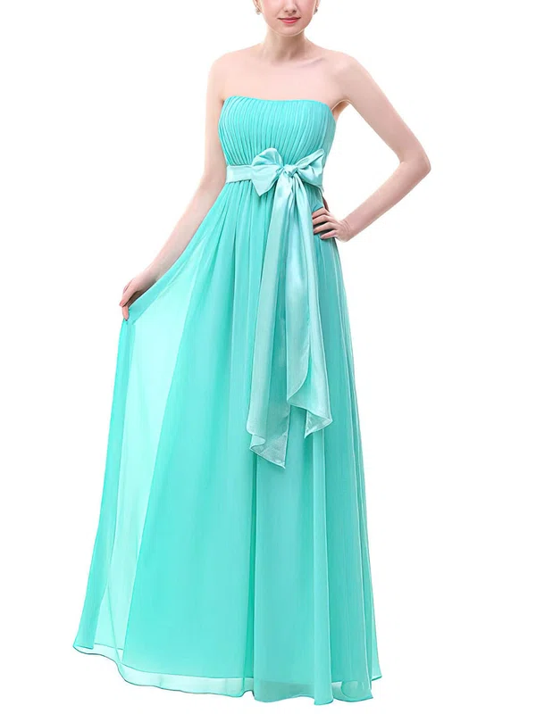 Empire Strapless Chiffon Floor-length with Sashes / Ribbons Bridesmaid Dresses #Milly01013378