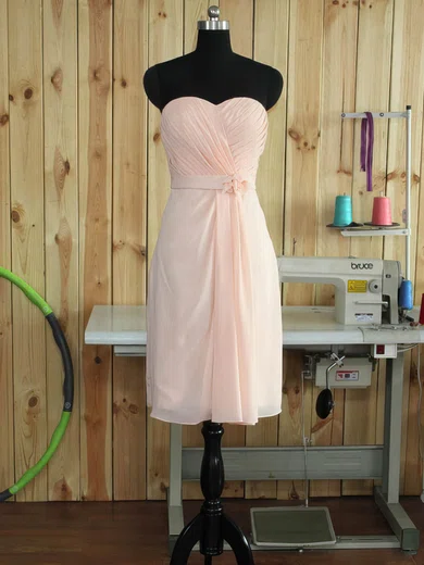 Sheath/Column Sweetheart Chiffon Short/Mini with Sashes / Ribbons Bridesmaid Dresses #Milly01013379