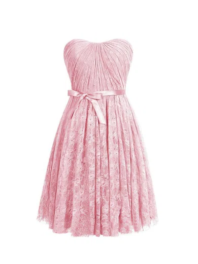 A-line Sweetheart Lace Short/Mini with Sashes / Ribbons Bridesmaid Dresses #Milly01013410