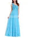 A-line One Shoulder Chiffon Floor-length with Crystal Detailing Bridesmaid Dresses #Milly01013431