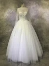 Ball Gown Illusion Tulle Floor-length Wedding Dresses With Beading #Milly00022923