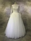 Ball Gown Illusion Tulle Floor-length Wedding Dresses With Appliques Lace #Milly00022932