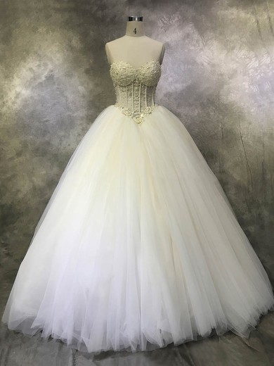Ball Gown Sweetheart Tulle Floor-length with Crystal Detailing Wedding Dresses #Milly00022933