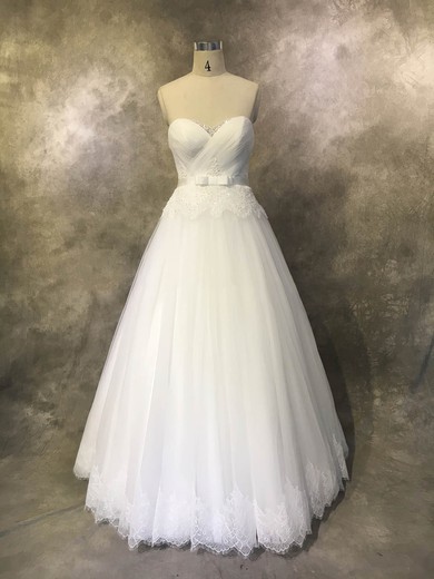 Ball Gown Sweetheart Tulle Floor-length with Sashes / Ribbons Wedding Dresses #Milly00022934
