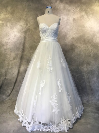 Princess Sweetheart Tulle Court Train with Sashes / Ribbons Wedding Dresses #Milly00022938