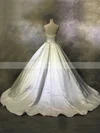 Ball Gown Strapless Satin Court Train with Buttons Wedding Dresses #Milly00022944