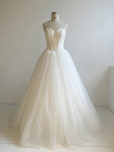 Ball Gown Sweetheart Tulle Floor-length with Appliques Lace Wedding Dresses #Milly00022947