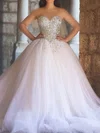 Ball Gown Sweetheart Tulle Court Train Wedding Dresses With Crystal Detailing #Milly00022979