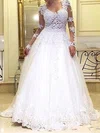 Ball Gown/Princess V-neck Tulle Sweep Train Wedding Dresses With Appliques Lace #Milly00022993