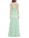 A-line Scoop Neck Lace Chiffon Floor-length with Pleats Bridesmaid Dresses #Milly01013435