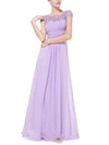 A-line Scoop Neck Lace Chiffon Floor-length with Pleats Bridesmaid Dresses #Milly01013436
