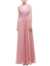 A-line V-neck Chiffon Floor-length with Beading Bridesmaid Dresses #Milly01013441
