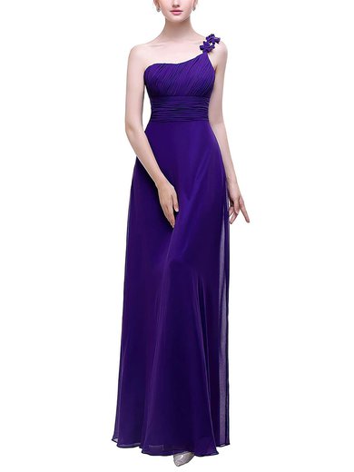 A-line One Shoulder Chiffon Ankle-length with Flower(s) Bridesmaid Dresses #Milly01013446