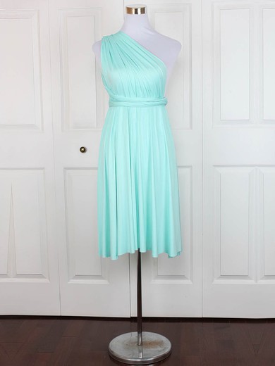 A-line One Shoulder Jersey Short/Mini with Ruffles Bridesmaid Dresses #Milly01013128