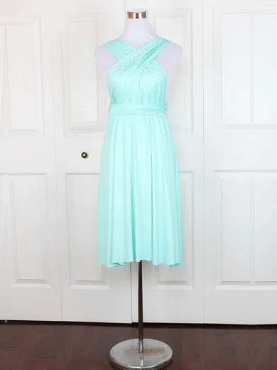 A-line V-neck Jersey Short/Mini with Ruffles Bridesmaid Dresses #Milly01013129