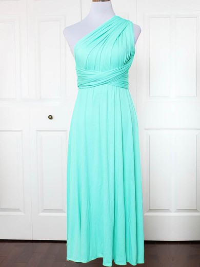 A-line One Shoulder Jersey Ankle-length with Ruffles Bridesmaid Dresses #Milly01013132