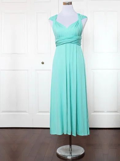 Empire V-neck Jersey Ankle-length with Ruffles Bridesmaid Dresses #Milly01013135