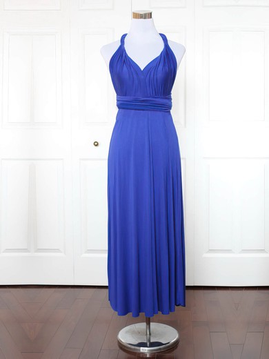 A-line V-neck Jersey Ankle-length with Ruffles Bridesmaid Dresses #Milly01013137