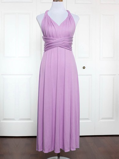 A-line V-neck Jersey Ankle-length with Ruffles Bridesmaid Dresses #Milly01013146