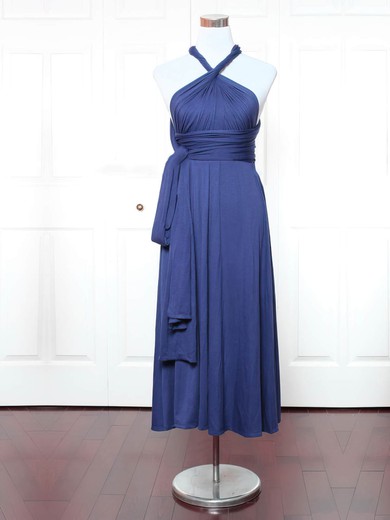A-line V-neck Jersey Ankle-length with Ruffles Bridesmaid Dresses #Milly01013147