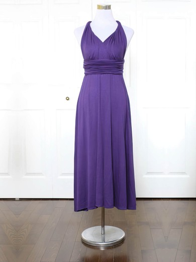 A-line V-neck Jersey Ankle-length with Ruffles Bridesmaid Dresses #Milly01013152