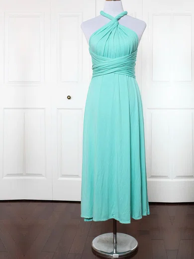 A-line V-neck Jersey Ankle-length with Ruffles Bridesmaid Dresses #Milly01013156