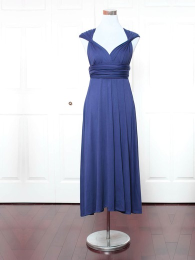 A-line V-neck Jersey Ankle-length with Ruffles Bridesmaid Dresses #Milly01013158