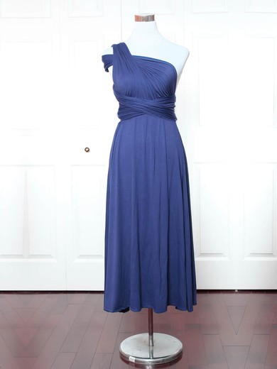 A-line One Shoulder Jersey Ankle-length with Ruffles Bridesmaid Dresses #Milly01013159