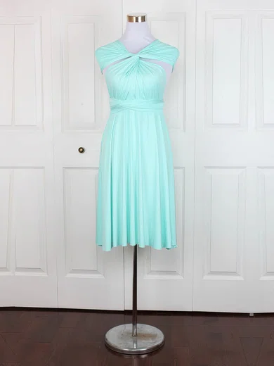 A-line V-neck Jersey Short/Mini with Ruffles Bridesmaid Dresses #Milly01013160