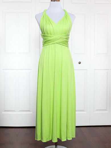 A-line V-neck Jersey Ankle-length with Ruffles Bridesmaid Dresses #Milly01013167