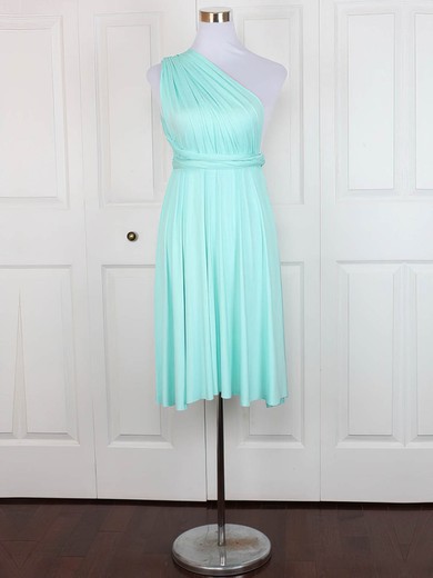 A-line One Shoulder Jersey Short/Mini with Ruffles Bridesmaid Dresses #Milly01013168