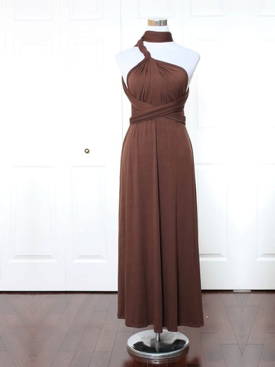 A-line High Neck Jersey Ankle-length with Ruffles Bridesmaid Dresses #Milly01013169
