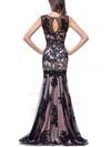 Trumpet/Mermaid Scoop Neck Tulle Sweep Train Appliques Lace Prom Dresses #Milly020104144