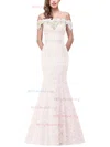 Trumpet/Mermaid Off-the-shoulder Lace Floor-length Beading Prom Dresses #Milly020104153