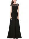 A-line Scoop Neck Chiffon Ankle-length Lace Prom Dresses #Milly020104154
