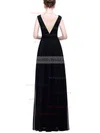 A-line V-neck Chiffon Floor-length Ruffles Prom Dresses #Milly020104156