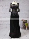 Sheath/Column Scalloped Neck Lace Satin Floor-length Ruffles Prom Dresses #Milly020104158