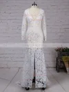 Trumpet/Mermaid V-neck Lace Floor-length Split Front Prom Dresses #Milly020104185