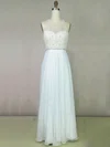 A-line Scoop Neck Chiffon Floor-length Beading Prom Dresses #Milly020104205