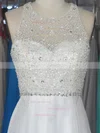 A-line Scoop Neck Chiffon Floor-length Beading Prom Dresses #Milly020104205