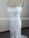 Trumpet/Mermaid Strapless Silk-like Satin Sweep Train Appliques Lace Prom Dresses #Milly020104221