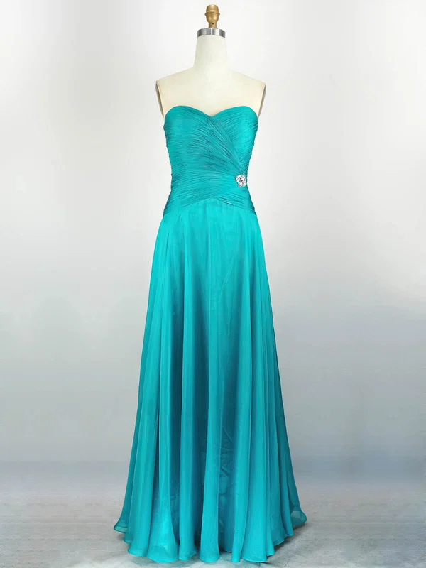 A-line Sweetheart Chiffon Floor-length Beading Prom Dresses #Milly020104240